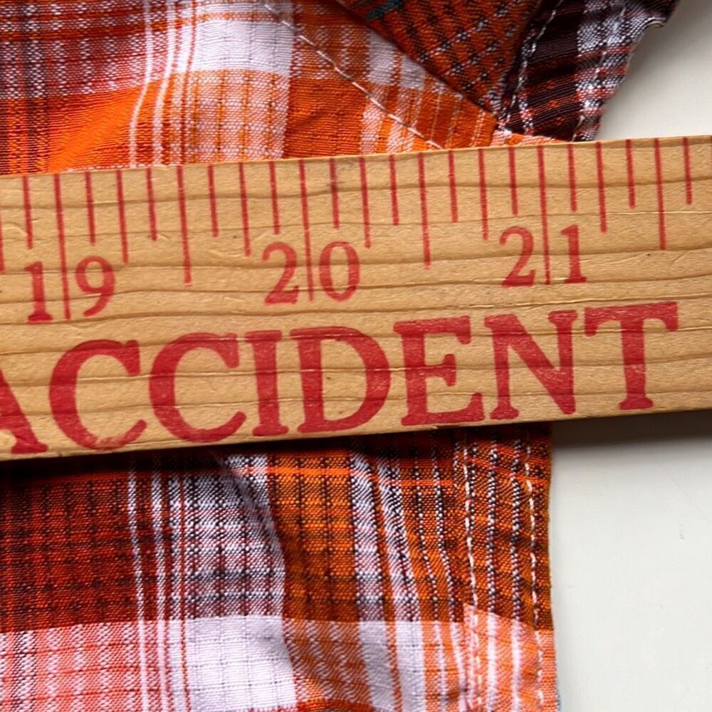 Marmot Short Sleeve Orange Plaid Button Front Shirt Mens S - Picture 7 of 8
